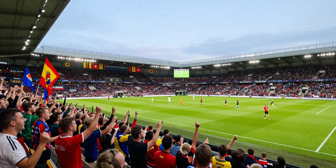 Exciting football match atmosphere at https://footballstandings.tv/ showcasing lively fans, players in action, and vibrant stadium energy.