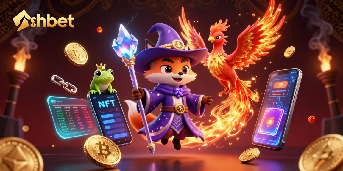 Engage with shbet through a magical illustration blending a wizard fox and phoenix in a casino setting.